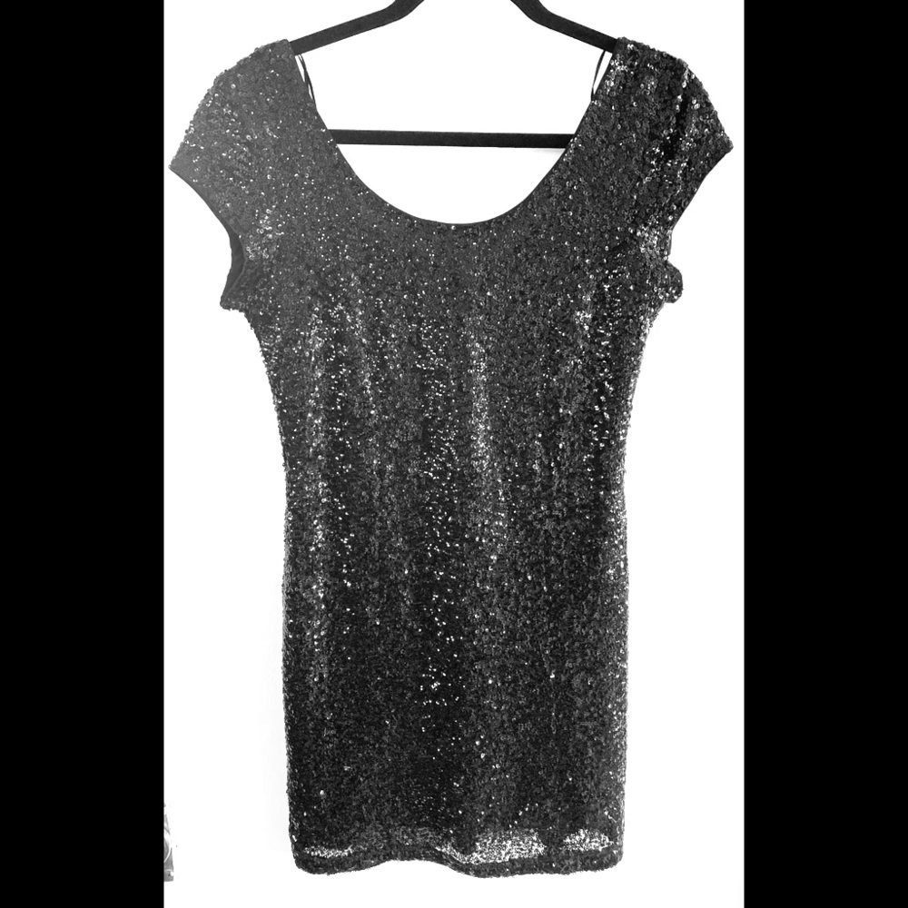 Black Sequin Mini Dress
